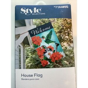 Style Selections Welcome House Flag Hummingbird Flowers 28x44 Double Sided
